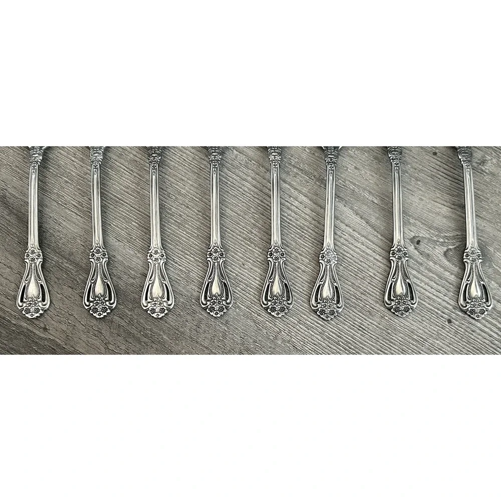 Stanley Roberts Rogers Teaspoons Stainless Valentine Set‎ Of 8 Pierced 6-1/8